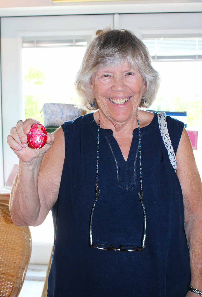 Nancy Schroeder shows off her final design.