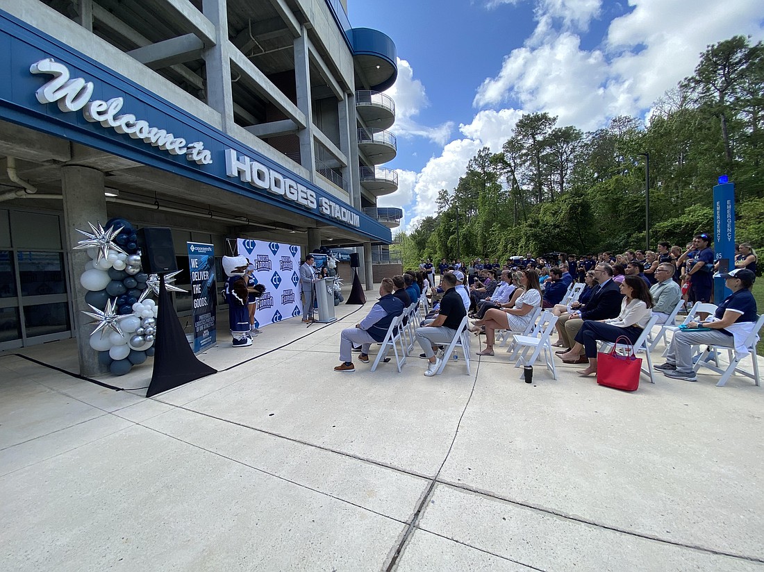 During an April 2 event at Hodges Stadium, the University of North Florida announced a naming rights agreement with Jacksonville-based Corporate Traffic Logistics. The company’s name will go on the playing surface at the stadium.