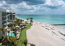 The St. Regis Longboat Key Resort is the only Gulf-facing property on Longboat Key with a private beach groin, constructed decades ago by Colony Beach & Tennis Resort owner Murf Klauber to fight beach erosion.