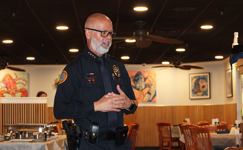 Town of Longboat Key Police Chief Russ Mager was the special guest speaker at the April 2 Kiwanis Club of Longboat Key meeting at the Lazy Lobster.