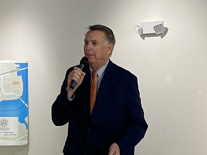 Cutline: Jacksonville Aviation Authority CEO Mark VanLoh discussed improvements to Jacksonville International Airport and other topics April 3 during a presentation to the JAX Chamber Downtown Council.