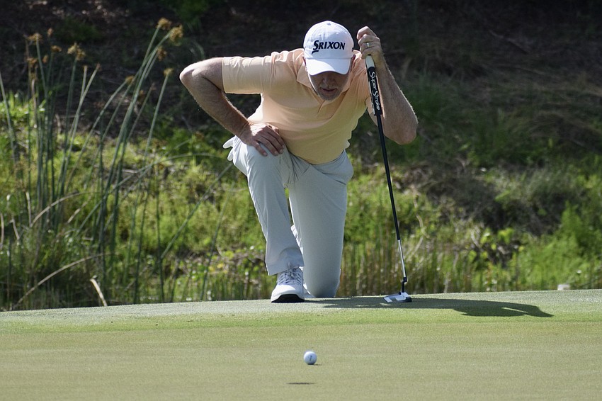 Martin Laird prepares to putt on the 15th green. He has four PGA Tour wins in his career, but withdrew from the Suncoast Classic before day three.