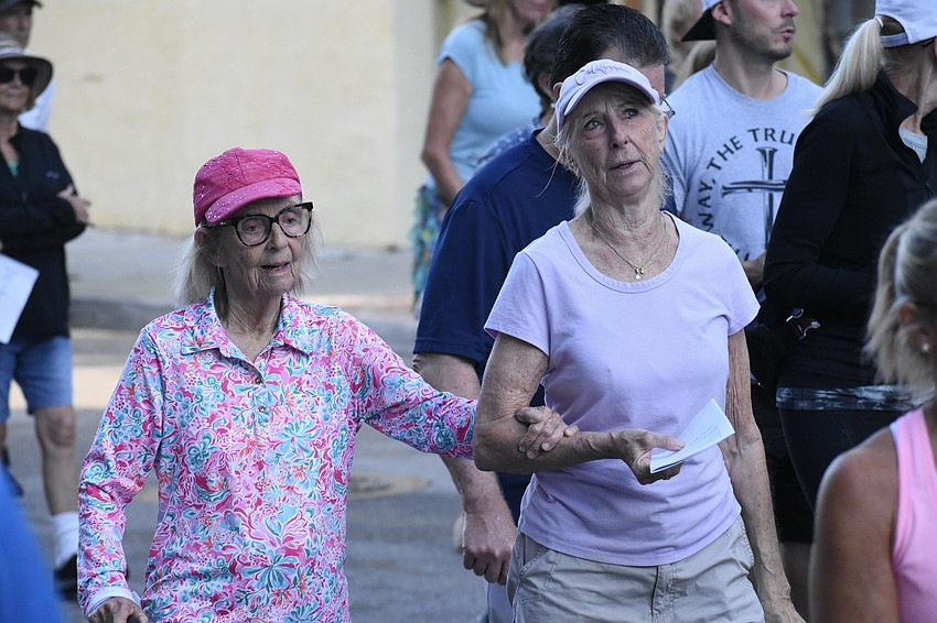 Judy Tremaine and Peggy Weiner walk on the route.
