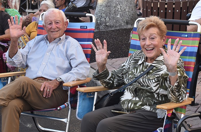 Lakewood Ranch's Jerry and Marilyn Schneider, who have been married for 63 years, enjoy the live music at Music on Main April 3.