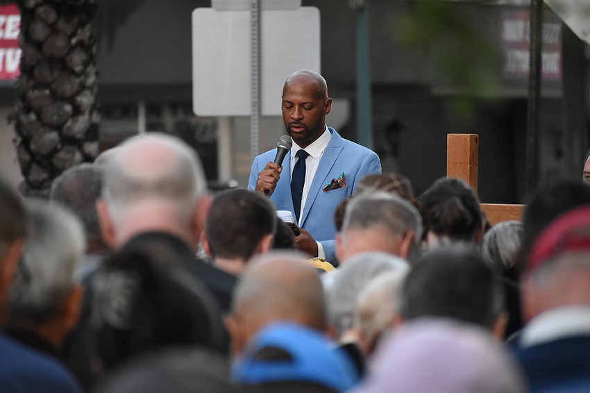 City Commisisoner Kyle Battie speaks.