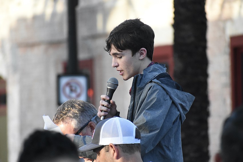 Church of the Redeemer youth group member Hudson Black speaks.