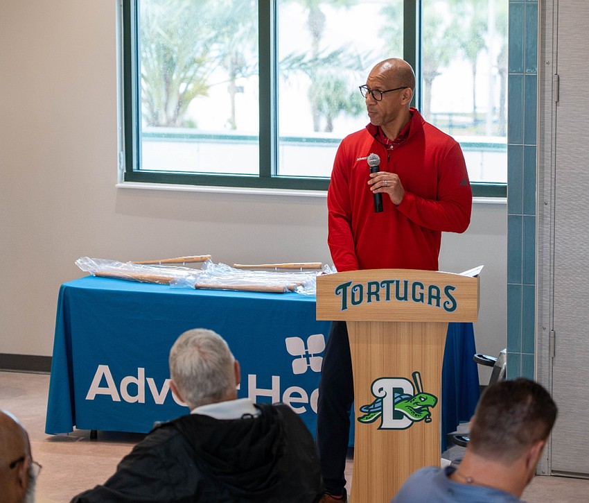 Lorenzo Brown, CEO of AdventHealth’s Atlantic Coastal Region, speaks during the ribbon cutting. Photo courtesy of AdventHealth