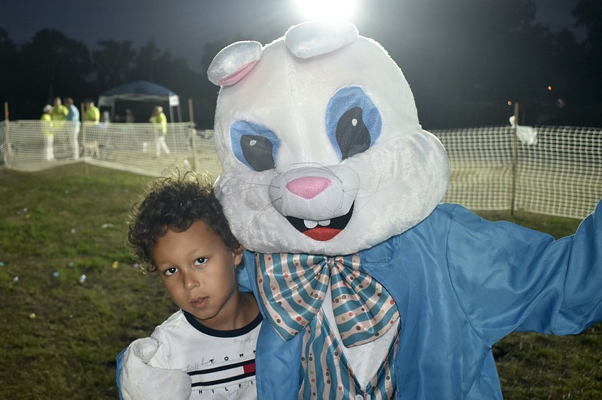 Gabriel Kafando, 6, meets the Easter Bunny.