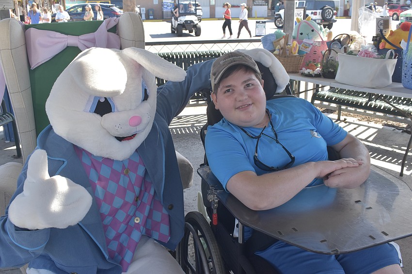 The Easter Bunny meets Shane Haddad, 20, of Ohio.
