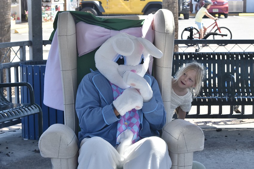 Ellie Beri O'Donnell, 4, surprises the Easter Bunny.
