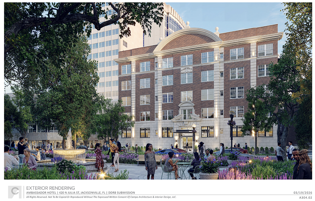 On April 9, Gateway Jax is scheduled to seek final approval of its proposed restoration of the Ambassador Hotel from the Downtown Development Review Board. The hotel is at 420 N. Julia St.