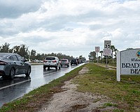 Traffic is often bumper to bumper on Gulf Drive South. During spring break, even rainy days didn’t stop tourists from flocking to Anna Maria Island.