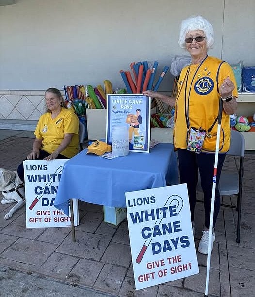 Ormond-by-the-Sea Lion Kathleen Trutschel with guide dog MJ and Lion Marcia Pizzimenti at White Cane weekend. Courtesy photo