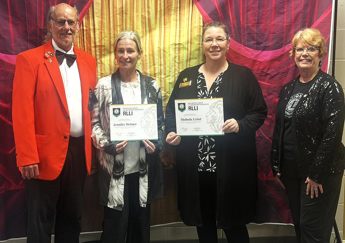 Regional Lions Leadership Institute Instructors and Graduates: Instructor Lion Greg Evans, graduates Jennifer Helmer and  Melinda Uebel, and instructor Jacquie Tripp-Spencer. Courtesy photo