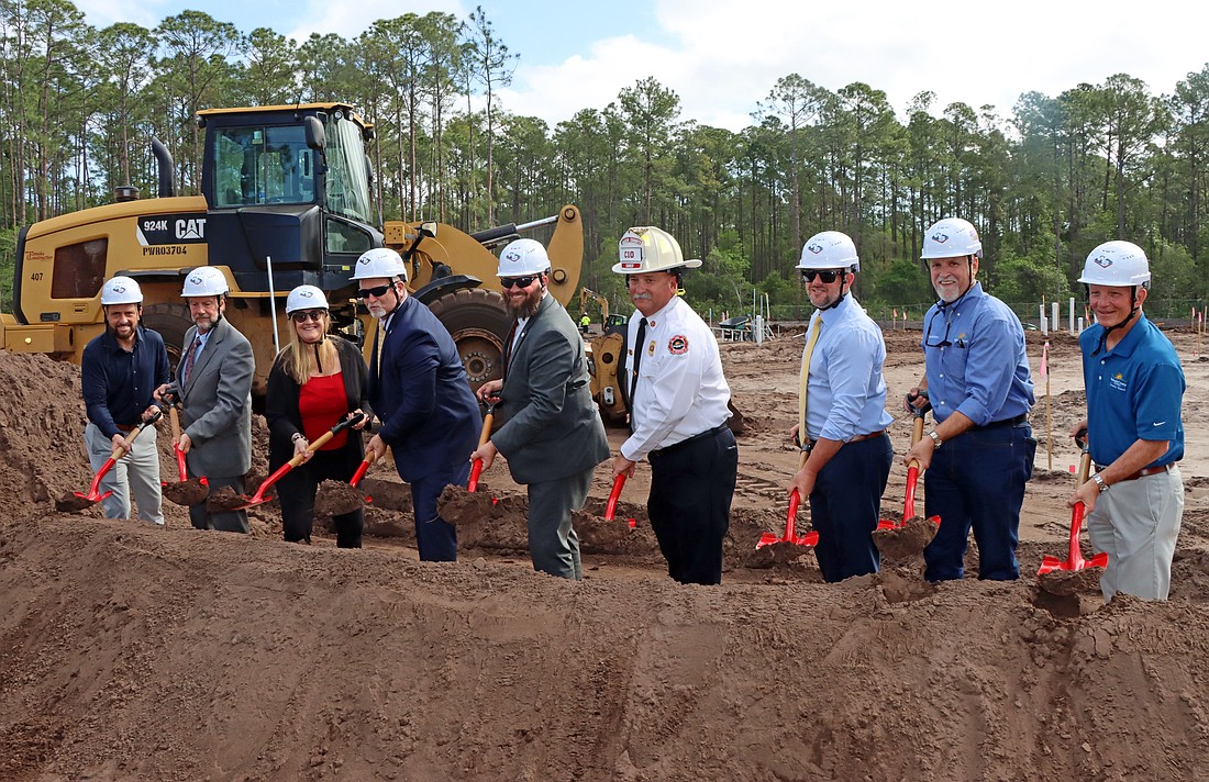 Volusia County officials and Fire Rescue leadership celebrate the groundbreaking of Fire Station 15. Photo courtesy of Volusia County