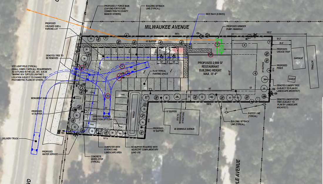 The proposed parking plan for 33 spaces at Modern Mexx in The Hammock. Courtesy of Flagler County Commission meeting documents