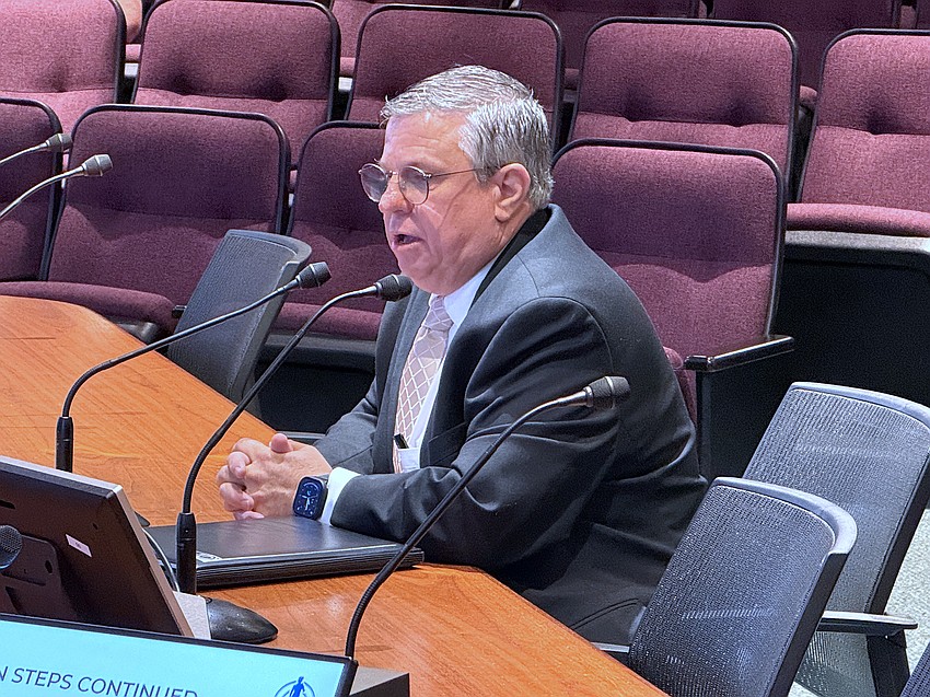 Sarasota Economic Development and Real Estate Manager Wayne Appleby updates the City Commission on the First Street Workforce Housing project. Sarasota Economic Development and Real Estate Manager Wayne Appleby updates the City Commission on the First Street Workforce Housing project.