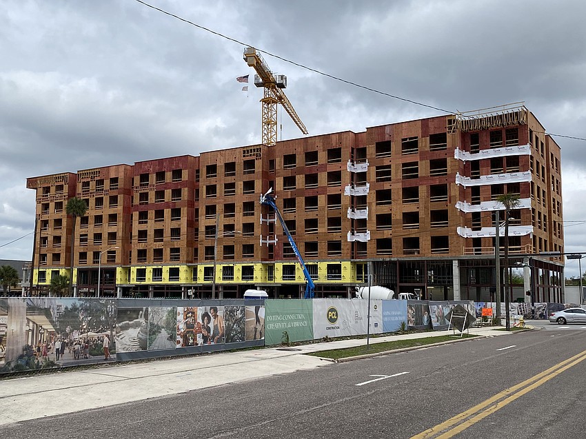 Bryan Moll, principal of the Gateway Jax development, said workers have topped out the 286-unit multifamily development at 425 W. Beaver St., 
which also will include 17,500 square feet of retail space. Completion is expected in the second quarter of 2027, Moll said.