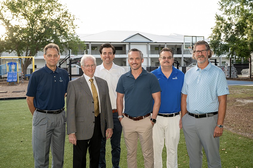 Left to Right: Sean Powers (Senior Vice President of Commercial Lending, Gulfside Bank), Joseph Stokes (SCS Head of School), Nate Beachy (SCS Board Chairman), Scott Mullet (SCS Finance Committee Chairman), Lynn Miller (SCS Campus Master Planning Committee Chairman), Justin Scholl (SCS Chief Financial Officer)