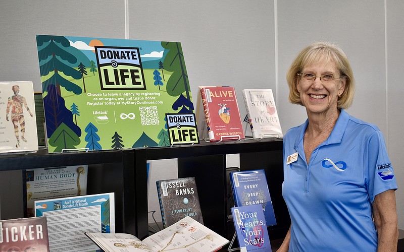 Sue Ann Miller's story is featured in the Donate Life display at the Lakewood Ranch Library.