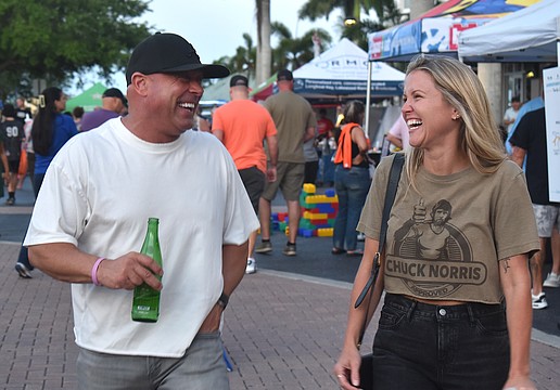 Lakewood Ranch's Luke and Ashley Gustafson moved from Texas 6 months ago They say events like the Lakewood Ranch Block Party put them in "magical awe."