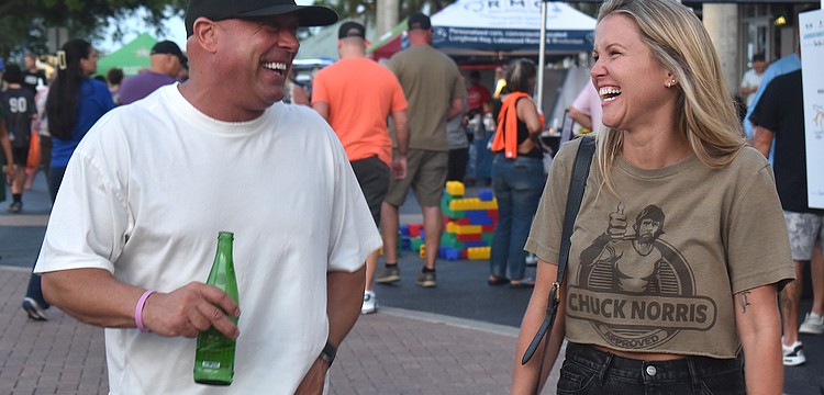 Lakewood Ranch's Luke and Ashley Gustafson moved from Texas 6 months ago They say events like the Lakewood Ranch Block Party put them in "magical awe."