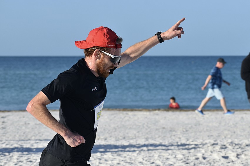 Overall male winner Alexis Giraudineau nears the finish line.