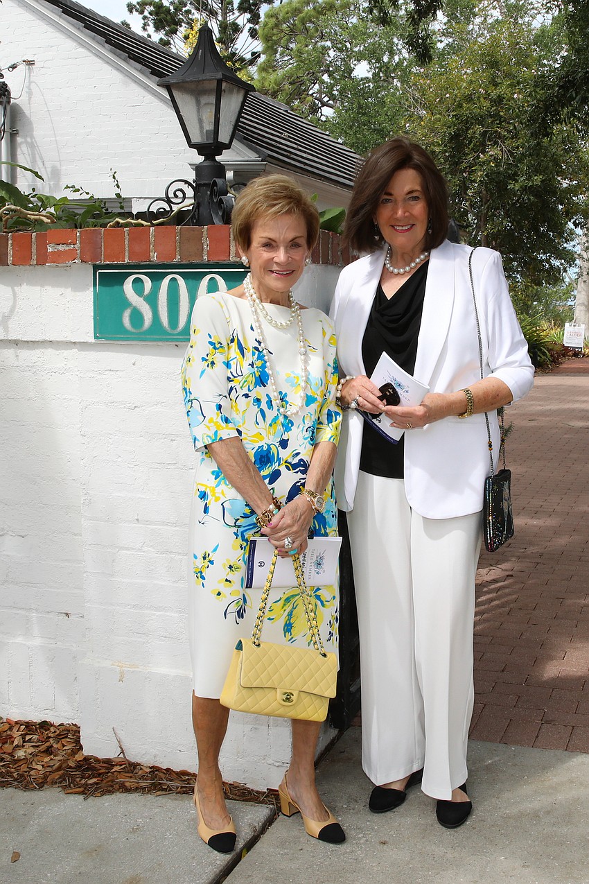 Joan Castellani and Gwen Arcara arrive at Selby Gardens for the Moffitt Mission Possible luncheon held on April 9.