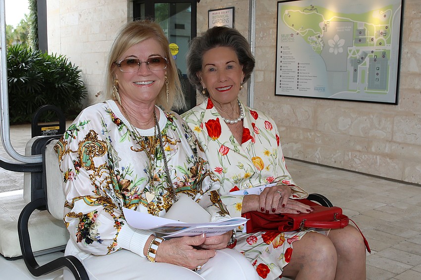 Beverly Marsh and Cornelia Matson hitch a ride on the Selby six-seater golf cart.