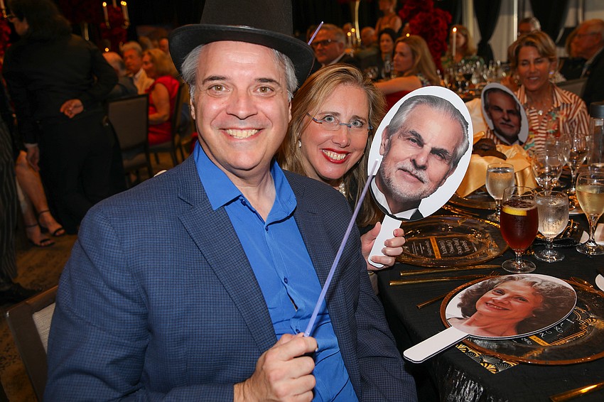 Rob and Jennifer Rominiecki with Victor DeRenzi and Stephanie Sundine stick-heads had the crowd roaring with laughter.