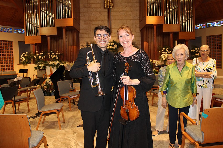 Trumpet soloist Ricardo Chinchilla and violinist Laura Jensen-Jennings were among the Sarasota Bay Chamber Orchestra musicians who entertained community members with a classical performance on April 10 at St. Armands Key Lutheran Church.