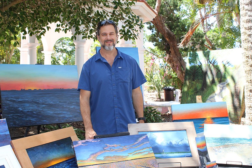 Reid Ryan Gerletti, a graduate of Ringing College of Art and Design, displayed his variety of skills in woodworking, oil painting, watercolor and more at Artists in the Garden. Also on display were the wooden tables he crafted from hurricane-damaged pews recently removed from Longboat Island Chapel.