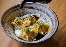 Kojo's incredibly delish truffled chicken wontons ($14).