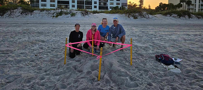 Longboat Key Turtle Watch volunteers survey the beach for turtle tracks during nesting season, rope off nests to protect them and inventory the nests for egg shells afterward and send the results to Mote Marine to track sea turtle nest statistics. Longboat Key Turtle Watch volunteers survey the beach for turtle tracks during nesting season, rope off nests to protect them and inventory the nests for egg shells afterward and send the results to Mote Marine to track sea turtle nest statistics.