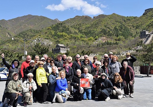 The Sarasota group stands in front of the Great Wall of China during a 2016 trip to Taiwan and China.