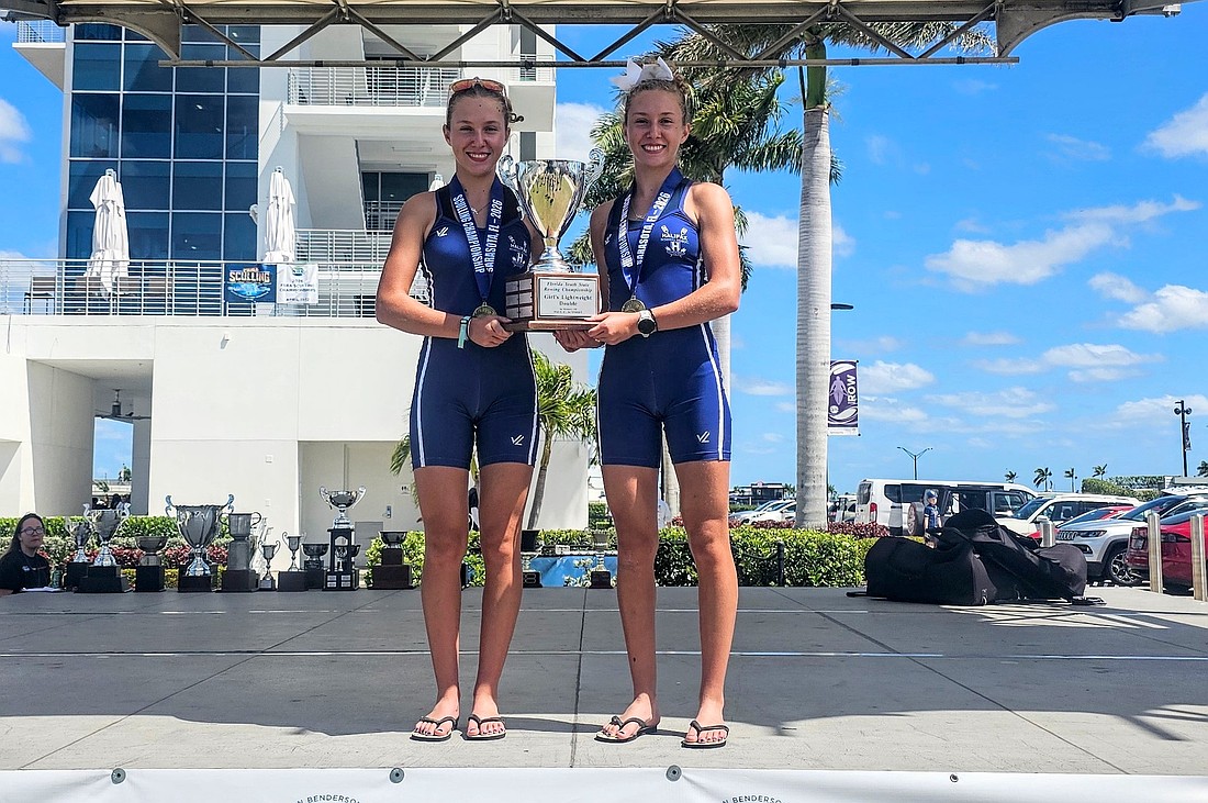Twin sisters Yahna and Meraldi Botha took first place in the Junior Lightweight Doubles at the 2026 FSRA Sculling State Championships.