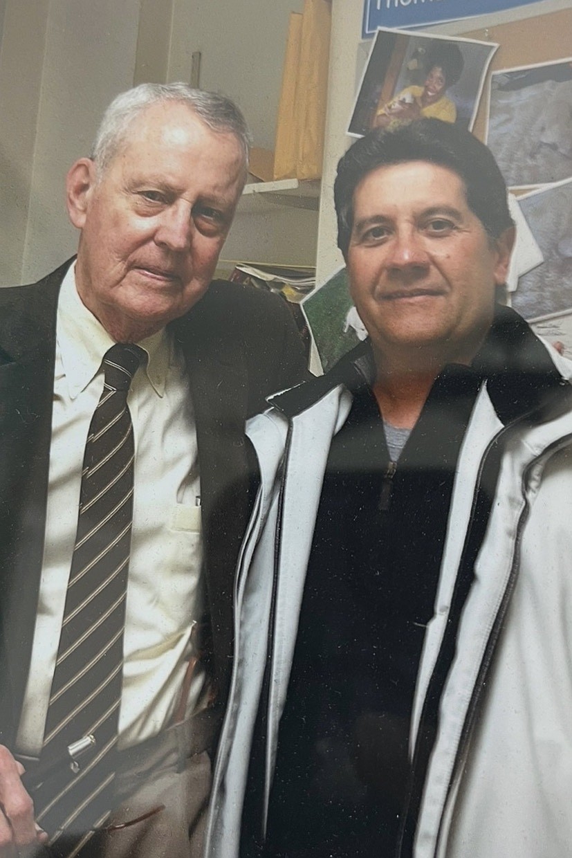 Dr. Thomas Starzl poses with Ron Cornella.