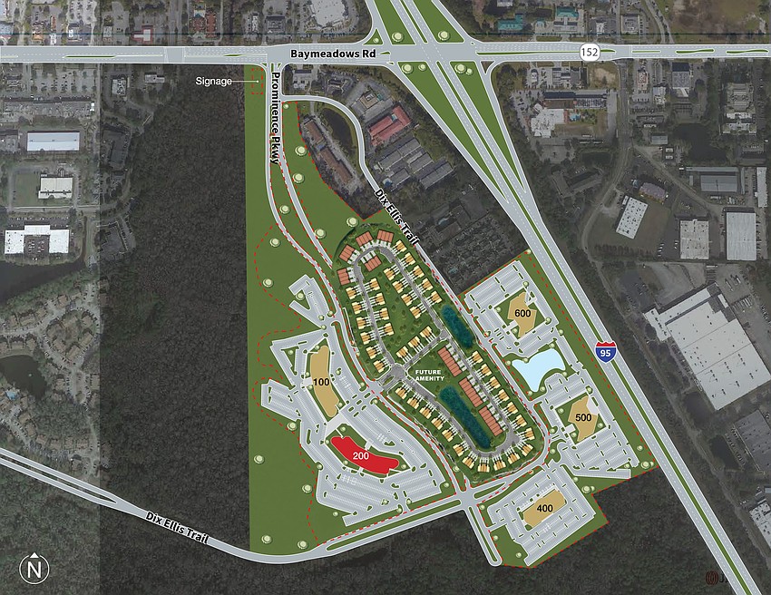 A limited partnership led by Jacksonville-based Dream Finders Homes LLC paid $22 million in June 2024 for 15 parcels, including seven office structures built from 1988 to 1998. Prominence Office Park comprises 754,691 square feet of office space in buildings that range from 21,991 to 160,065 square feet of space.