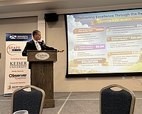 Terry Connor speaks during the State of the Community luncheon.