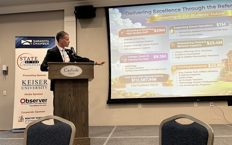 Terry Connor speaks during the State of the Community luncheon.