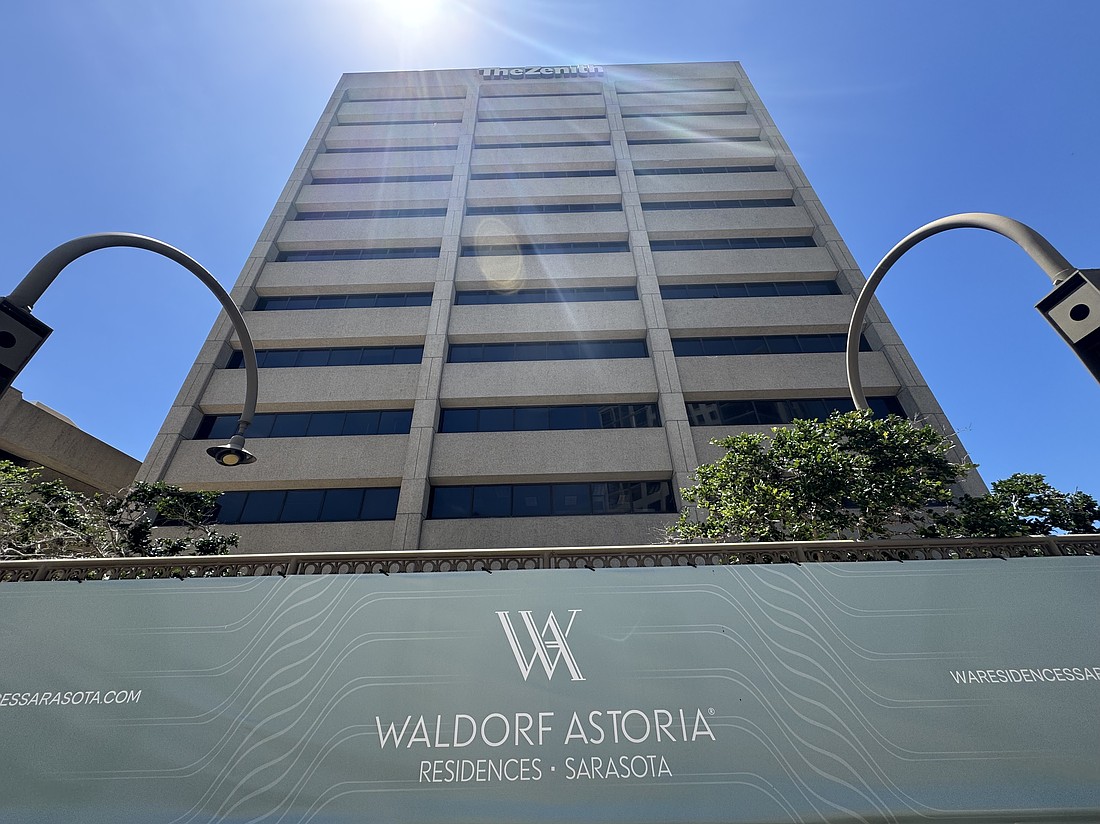 The site where Waldorf Astoria Residences Sarasota will be built includes the Zenith building, an office on Pineapple Avenue and a parking garage.