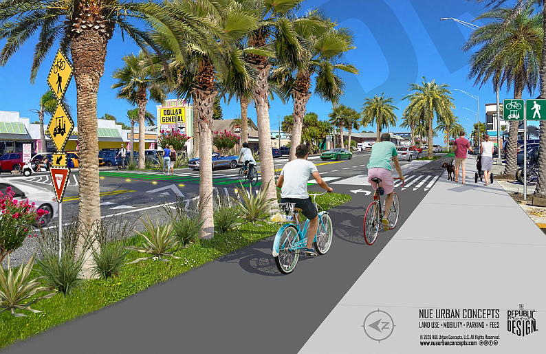 A rendering of how Flagler Beach could redesign its roadways to be multi-modal. Courtesy of Flagler Beach meeting documents