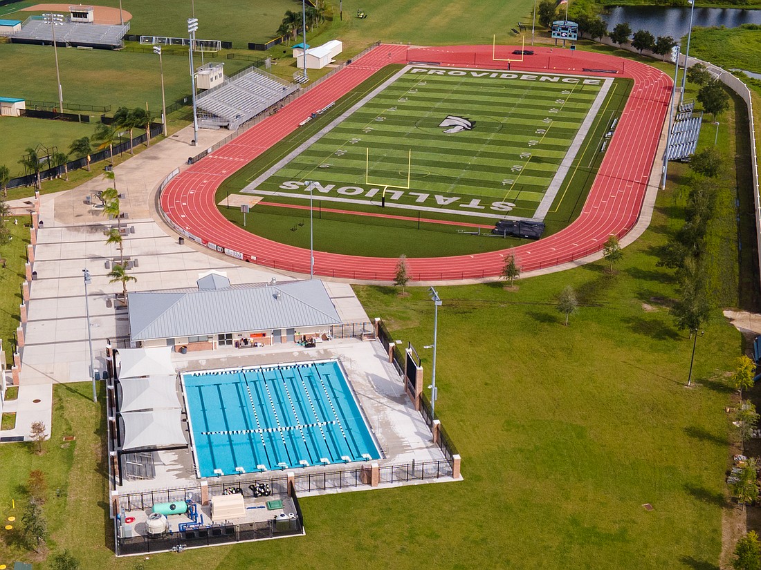 Providence School of Jacksonville’s 4,500-square-foot, eight-lane competition swimming pool.