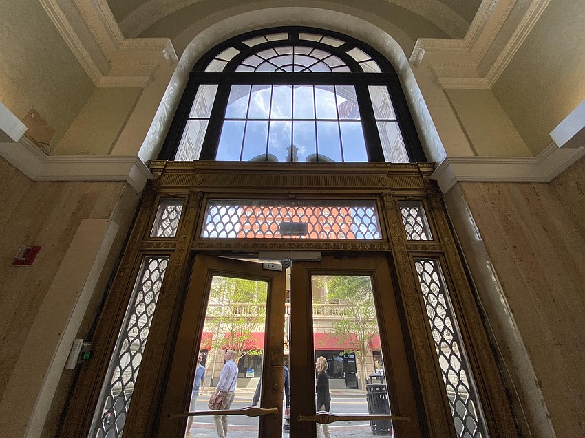 An interior view of the entrance to The Greenleaf, 200 N. Laura St., which reopened in February 2026 after being renovated by JWB Real Estate Capital.