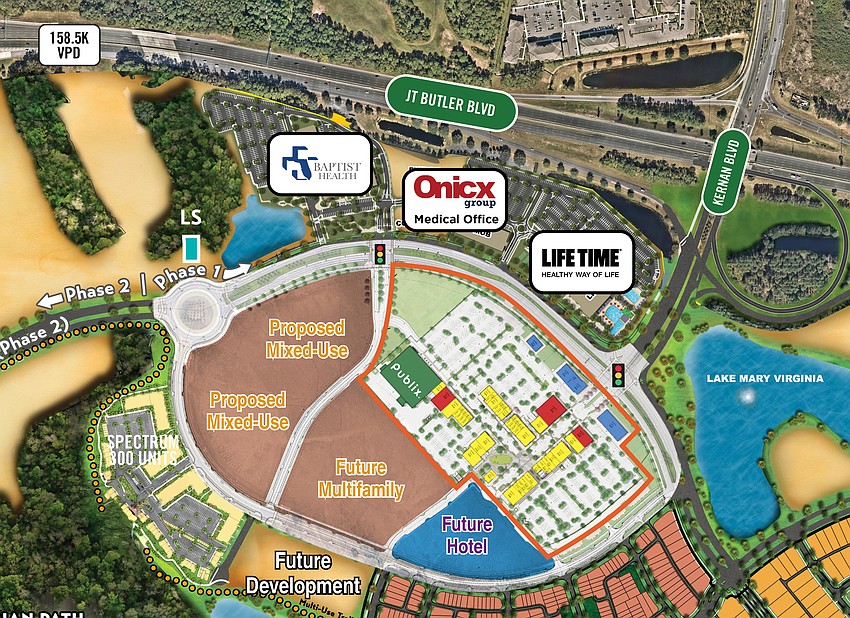 The Seven Pines residential and commercial development at southeast Butler Boulevard and Interstate 295.