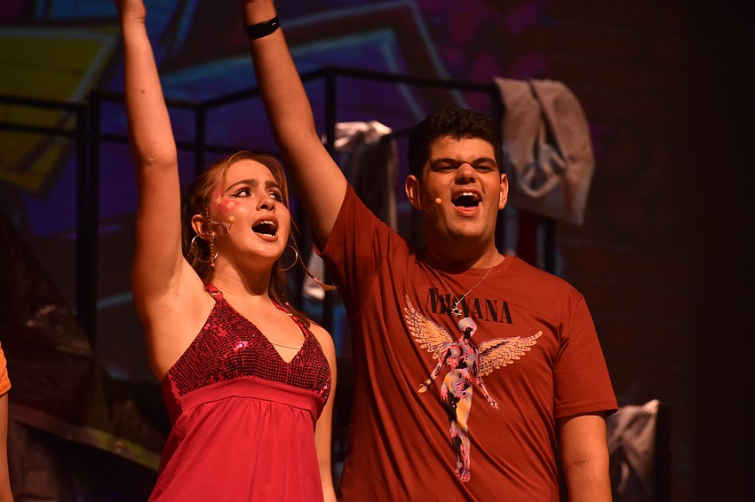 Freshman Regan Abdulla and senior Aaron Gordon perform in the Braden River High School production of 