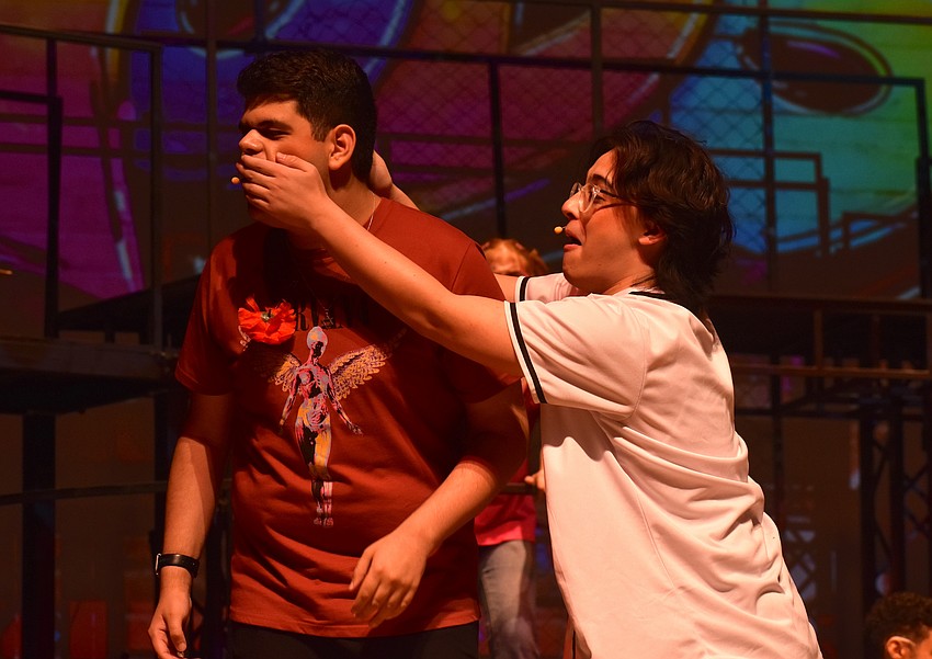 Braden River High School seniors Aaron Gordon and John Franco play the lead roles of Judas and Jesus in 