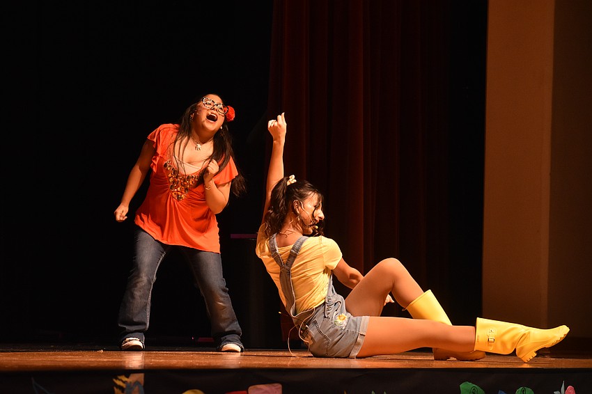 Sophomore Alyssa Morales and junior Valerie Rettig perform in Braden River High School's production of 