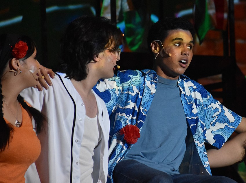 Sarah Vargas, John Franco and Wesley Murrell perform in the Braden River High School production of 