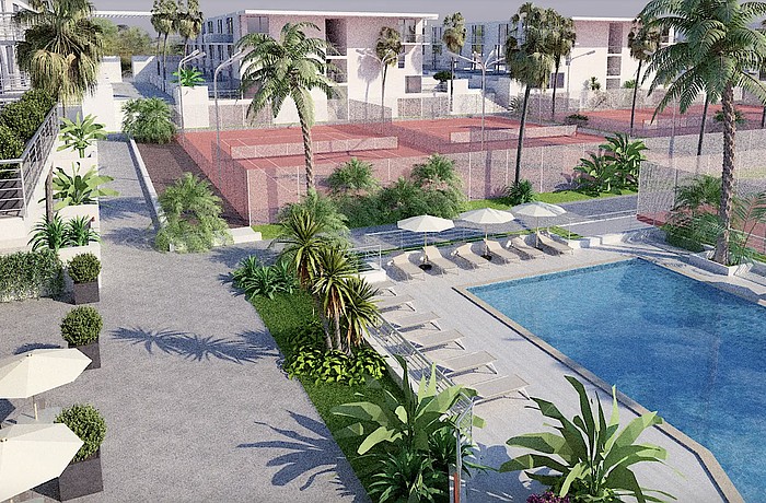 Residents of some buildings in the redeveloped Bath + Racquet Residences & Club will have views of the courts and members' pool.